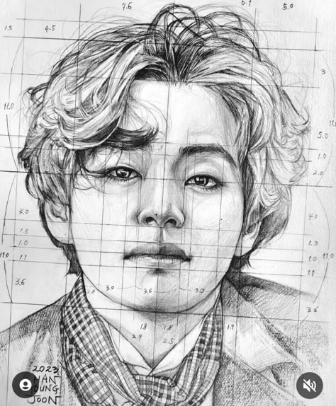 Bts V Portrait Drawing, Boy Haircut Ideas, Taehyung's Art, Boy Haircut, Portrait Tutorial, The Haircut, Pencil Portraits, Sky Art Painting, Drawing Ideas List