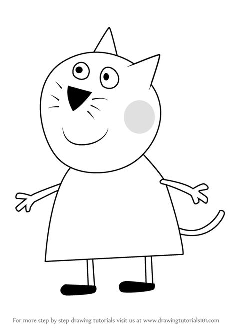 Peppa Pig Drawing, Step By Step Drawings, Christmas Drawings For Kids, Peppa Pig Colouring, Candy Cat, Drawing Ideas For Kids, Peppa Pig Coloring Pages, Pig Drawing