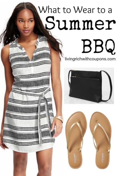 Fashionably Frugal...Cute summer BBQ outfit Barbeque Outfits For Women, Bbq Outfits For Women, Bbq Outfit Ideas Casual, Barbeque Outfit, Backyard Bbq Outfit Ideas, End Of Summer Bbq, Bbq Graduation Party, Dailylook Outfits, Barbecue Outfit