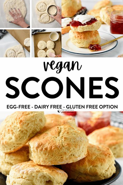 Vegan Scones Recipe Easy, Biscuits For Breakfast, Healthy Scones, Gluten Free Vegan Bread, Drop Scones, Vegan Scones, Gluten Free Scones, Fruit Scones, Vegan Biscuits