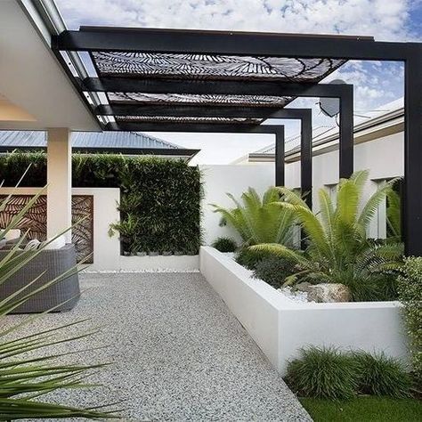 Exterior Pergola, Black Pergola, Aesthetic Gardening, Landscape Aesthetic, Rooftop Terrace Design, Gardening Landscaping, Modern Pergola, Back Garden Design, Backyard Lighting