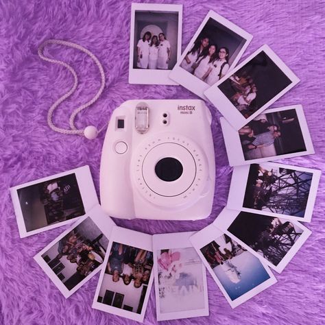 #purpleaesthetic #polaroid #purple #instax Aesthetic Soft Purple, Light Purple App Icons, Circle Art Projects, Pink Polaroid Camera, Purple Phone Theme, Phone Update, Neon Violet, Phone Edits, Purple Instagram