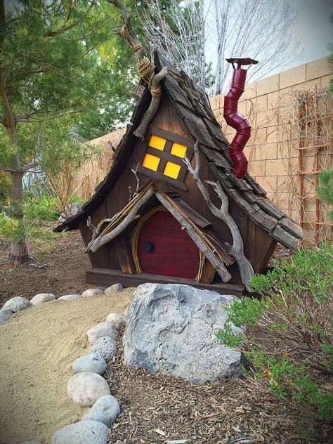 Gnome Houses Gnome Houses, Garden Sink, Shake Shingle, Gnome Home, Christmas Light Show, Outdoor Sinks, Gnome House, Tin Roof, Halloween Displays