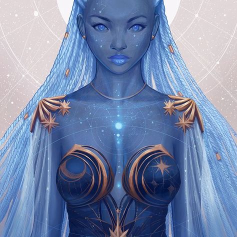 Maxine Vee (@artofmaxinevee) • Instagram photos and videos High Council, Galactic Federation, Blue Skin, Goddess Art, Afro Art, Arte Fantasy, Fantasy Inspiration, Black Women Art, Black Art