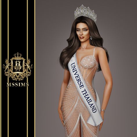 Sims 4 Princess Hair Cc, Royal Dresses Sims 4 Cc, Sims 4 Pageant Cc, Sims 4 Cc Princess Dresses, Constellation Dress, Miss Universe Crown, Pageant Sashes, Zombie Prom, Pageant Hair