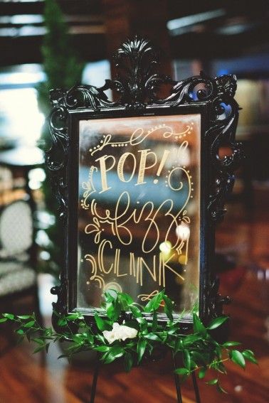 Pop Fizz Clink! - a perfect sign for cocktails at a New Year's Eve wedding! | Jason Mize Photography New Years Wedding, Pop Fizz Clink, Nye Wedding, New Years Eve Weddings, New Year's Eve Celebrations, Christmas Tablescape, Jw Marriott, Party Animals, New Years Eve Decorations