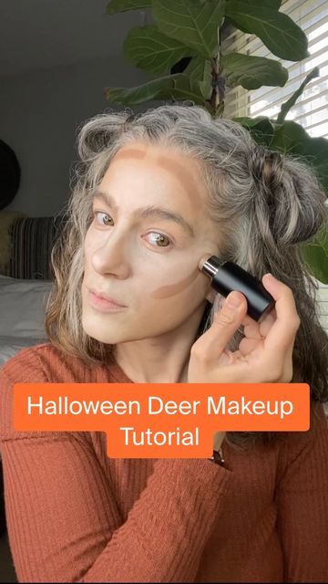 Deer Costume Makeup Tutorial, How To Do Deer Makeup For Halloween, Deer Costume Makeup Kids, Deer Face Paint Tutorial, Deer Fairy Makeup, Easy Deer Makeup Tutorials, Deer Face Makeup Tutorial, Deer Makeup Tutorial Step By Step, Women’s Deer Makeup