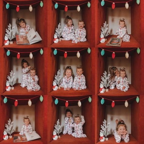 Brothers Christmas Photoshoot, Family Christmas Light Pictures, Sibling Christmas Photoshoot Ideas, Single Parent Christmas Photo Ideas, Kids In Box Christmas Pictures, Cute Toddler Christmas Pictures, Three Kids Christmas Pictures, Xmas Family Photoshoot Ideas, Kid Holiday Photoshoot Ideas