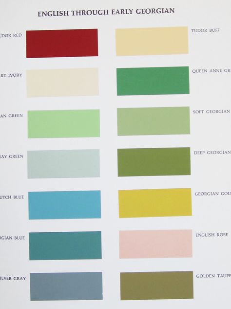 English colour through early georgian. From Color for Interiors by Faber Birren. 1963. 1960s Color Palette, Color Scheme Generator, Logo Color Schemes, 1960s Home Decor, Georgian Interiors, Mid Century Modern Colors, Paint Color Chart, Retro Renovation, Exterior Paint Color