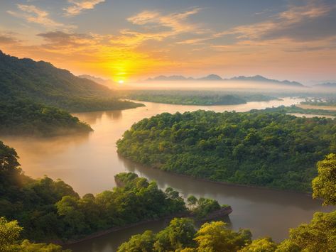 Discover Thailand's Beauty: Sunrise over the Mekong River Inspiring Landscapes, Mekong River, Awe Inspiring, Thailand, Collage, Quick Saves, Beauty