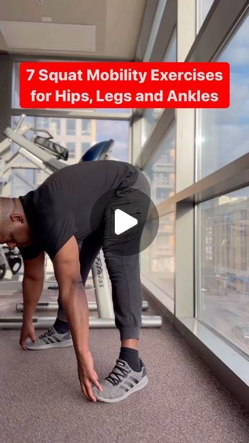 Damon Reio on Instagram: "🏆Save Improve Your Squat w/ These 7 Mobility Moves 🏋🏾‍♂️

If it were leg day and squats were on the agenda, here’s what I would do to warm up my hips, thighs, glutes and ankles. 

Here are 7 mobility exercises to loosen up and prevent the stiffness. 

Give them a go and let me know if this is helpful. 

#squat #mobility #instareels #flexibility #gym #hipmobility #bodyweightworkout #legday #stretches #legday" Mobility Exercises For Leg Day, Stretches For Squats, Deep Squat Mobility, Leg Mobility Exercises, Leg Mobility, Squat Mobility, Deep Squat, Mommy Workout, Hip Mobility