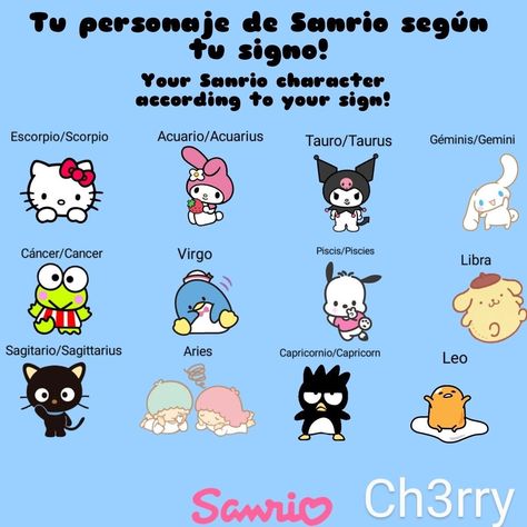 Sanrio Characters Zodiac Signs, Zodiac Signs Images, Zodiac Sign List, Capricorn Leo, Zodiac Signs Pisces, Hello Kitty And Friends, Friends Characters, Zodiac Signs Aquarius, Virgo And Libra