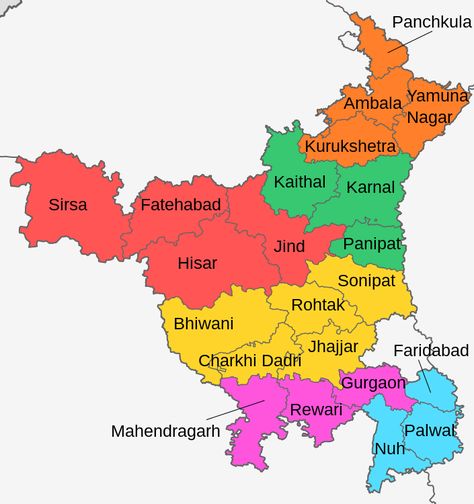 List of districts of Haryana - Wikipedia Haryana Map, India Map, Wolf Wallpaper, Geography, World Map, Map, India, Google Search, Quick Saves