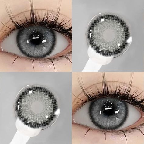 Silver Eye Contacts, Softlens Eye Grey, Grey Eye Contacts, Maquillaje Douyin, Colour Lens, Brighter Eyes, Cool Contacts, Royale High Journal Ideas, Eye Lens Colour