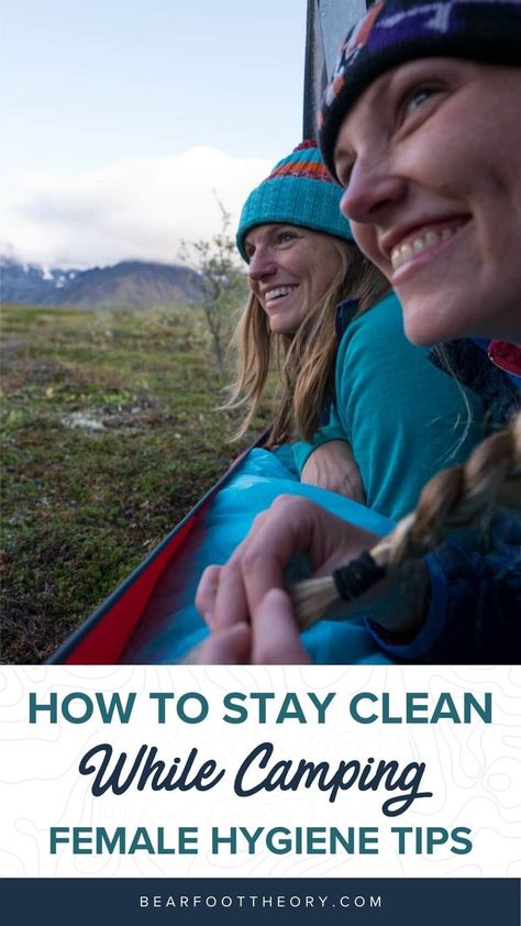 Learn the best tips for staying clean while camping including hygiene essentials, camping on your period, how to poop outdoors, and more! Camping Hygiene Women, Hygiene Essentials, Female Hygiene, Travel Prep, Backcountry Camping, Body Hygiene, Backpacking Tips, Menstrual Cup, Sleeping Under The Stars