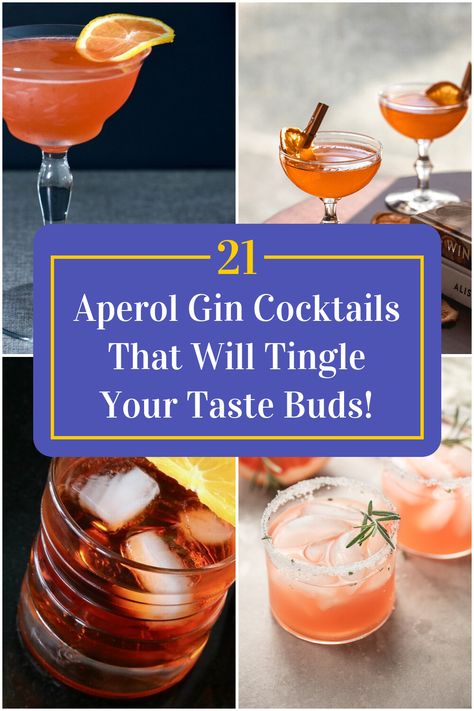 Collage of 4 aperol gin cocktails. Aperol Cocktail Recipes Gin, Gin And Aperol Cocktail, Gin Aperol Cocktail, Aperol Cocktail Recipes, Gin And Prosecco, Infused Gin, Italian Cocktails, Prosecco Cocktails, Gin Recipes