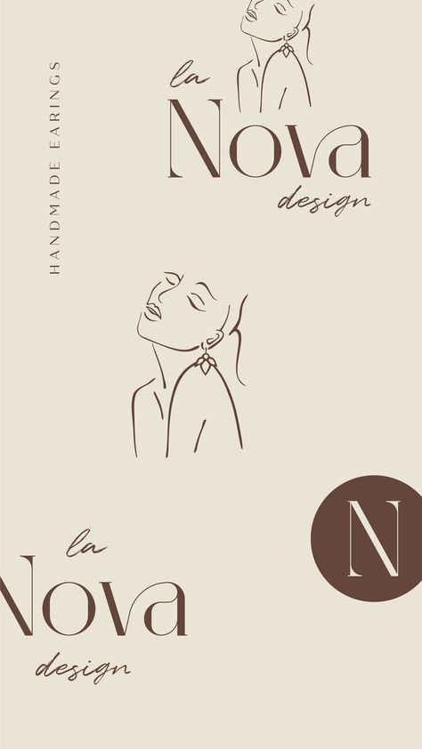 Premium and elegant logo collection for La Nova Design - handmade earrings | Kat Fletcher Design. #premiumbranding #luxurybranding #jewellerybranding #premiumlogo #jewellerylogo #elegantbranding #premiumdesign Nova Logo Design, Nova Logo, Accessories Logo, Elegant Branding, Jewellery Brand, Elegant Logo, Premium Logo, Logo Collection, Premium Design