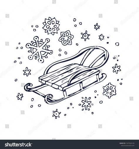 Retro wooden sled with Snowflakes. Hand drawn doodle Children sledding #Ad , #AFFILIATE, #sled#Snowflakes#Retro#wooden Sled Drawing, How To Draw Things, Calligraphy Business, Wooden Sled, Cartoon Ideas, Snow Sled, Luge, Art To Make, Cafe Menu