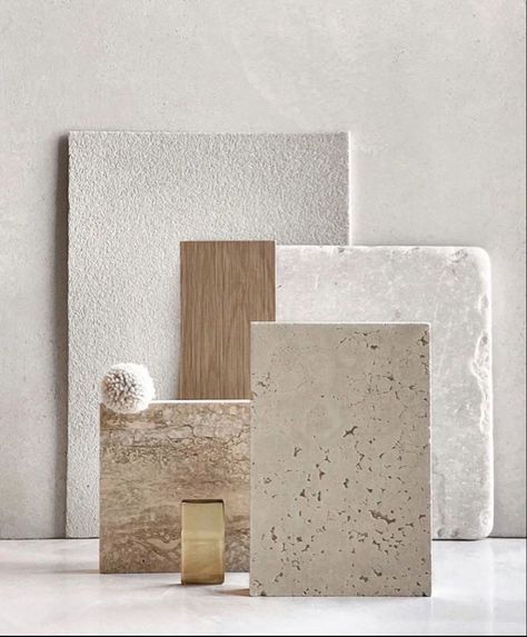 Travertine Material Board, Travertine Mood Board, Material Palette Mood Boards, English Tiles, Travertine Bathroom, Japandi Kitchen, Service Apartment, Materials Board Interior Design, Japandi Living Room