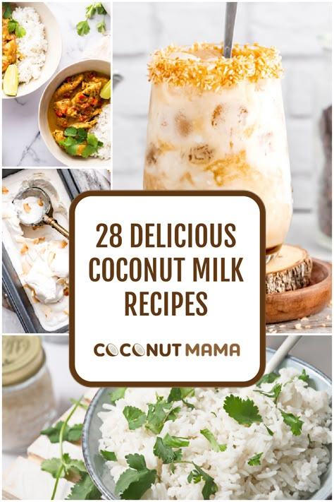 Here are 28 coconut milk recipes, including sweet dishes and savory recipes. Try these recipes to impress your friends and family. Coconut Milk Recipes Dessert, Recipes Using Coconut Milk, Best Coconut Milk, Coconut Milk Dessert, Milk Recipes Dessert, Coconut Milk Drink, Cooking With Coconut Milk, Coconut Milk Uses, Coconut Milk Coffee