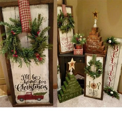 Easy Diy Christmas Decor, Diy Christmas Decor Ideas, Ideas For Front Porch, Diy Christmas Decor, Christmas Stockings Diy, Diy Christmas Decorations Easy, Christmas Signs Wood, Christmas Wood Crafts, Easy Christmas Diy