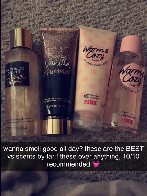 I recently bought these from vs and i have to say, im soo glad i purchased it. The vanilla smells way better than your average and the warm & cozy smells really good as well! 10/10 Best Vs Perfumes, Best Body Lotion To Smell Good, Vanilla Smelling Products, Warm And Cozy Perfume, Good Smelling Perfume, How To Smell Like Vanilla, Vs Perfume, Smell Like Vanilla, Victoria Secret Body Spray