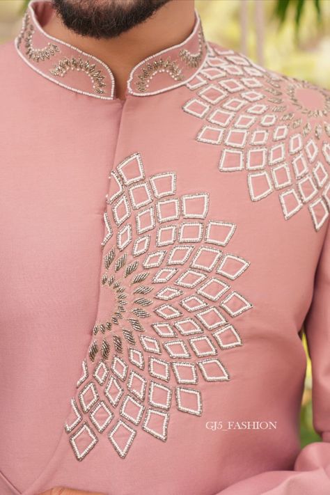 Groom Clothes, Embroidery Shirt Men, Pink Suits, Boys Kurta Design, Wedding Kurta For Men, Stylish Men Wear, Groom Dress Men, Gents Kurta Design, Hand Work Design