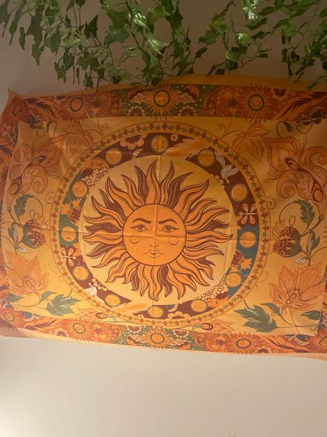 Earthy Tapestry Bedroom, Earthy Tapestry, Nature Room, Earthy Bedroom, Tapestry Bedroom, Aesthetic Nature, Yellow Aesthetic, Teen Bedroom, Colour Palette