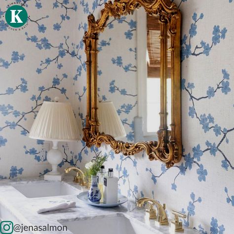 Chinoiserie Bathroom, Vintage Inspired Bathroom, Custom Sinks, Wallpaper Bathroom, Casa Vintage, Enchanted Home, Bathroom Wallpaper, Bathroom Renos, Dream Bathroom