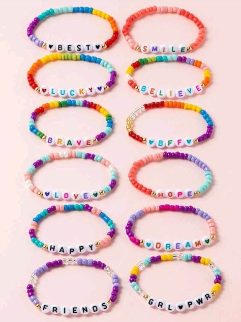 Beaded Accessories Diy, Crochet Beaded Bracelets Patterns, Beaded Bracelets Patterns, Pulseras Ideas, Kids Bead Bracelet, Bracelets For Girls, Bracelet Styles, Crochet Bracelet Pattern, Girls Bracelet