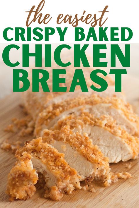 How to make boneless skinless chicken breasts juice and crispy in the oven.  An oven fried chicken recipe that is way healthier than the original, and you'll seriously be shocked how one secret ingredient does all the work for you. Baked Fried Chicken Breast, Fried Chicken Boneless, Fried Boneless Chicken Breast, Crispy Baked Chicken Breast, Baked Boneless Chicken Breast, Chicken Breast Oven Recipes, Oven Baked Chicken Breast, Fried Chicken Breast Recipe, Skinless Chicken Breast Recipes