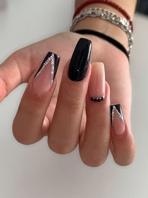 27 Black French Tip Nails Too Charming To Resist Nails Inspiration Dark, Square French Tip Nails, Square French Tip, Black French Tip Nails, Black French Nails, Black French Tip, Square French, Basic French, Black French Tips