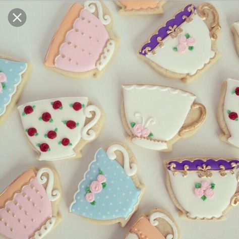 Tea Party Cookies, Tea Cup Cookies, Cookies Cupcake, Pot Cookies, Teapot Cookies, Iced Biscuits, Spring Cookies, Sugar Cookie Designs, Tea Cookies