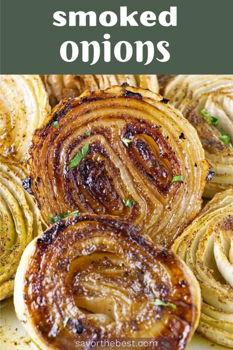 Smoked onions are a delicious addition to a number of dishes! The smoker turns delicious onions into golden brown and caramelized onions, which have a strong smoky taste. Smoked Onions In Smoker, Smoked Onions, Smoked Appetizers, Roasted Pork Chops, Indoor Smoker, Roast Pork Chops, Smoked Vegetables, Bradley Smoker, Steak Pizza