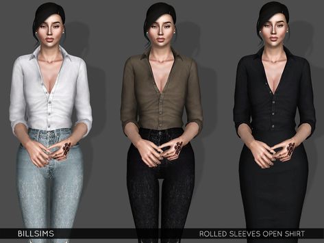 Bill Sims' Rolled Sleeves Open Shirt (Fixed) Sims Horses, Sims 3 Cc Clothes, Sims 3 Cc Finds, Alpha Cc, Sims 3 Mods, Cc Clothes, Rich Clothes, Open Shirt, Sims 4 Dresses