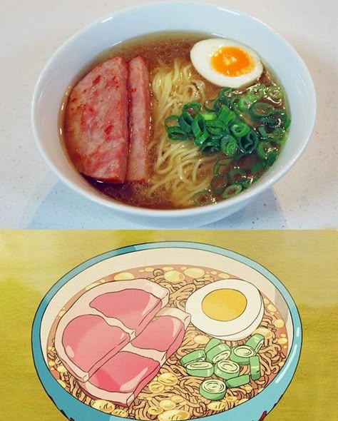 Ponyo Noodles Recipe, Ponyo Ramen Recipe, Anime Food Recipes Studio Ghibli, Ponyo Ramen Bowl, Ponyo Food, Ghibli Food Recipes, Studio Ghibli Ramen, Studio Ghibli Recipes, Studio Ghibli Food Recipes