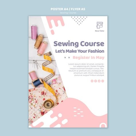 Sewing course poster or flyer template F... | Free Psd #Freepik #freepsd #flyer #poster #design #template Tailoring Logo Design Ideas, Course Poster, Fashion Designing Course, Fashion Poster Design, 광고 디자인, Sewing Courses, Beautiful Logos Design, Design Moodboard, Graphic Design Course