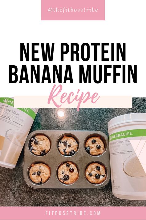 Herbalife Protein Bars, Herbalife Protein Powder, Herbalife Snacks, Protein Muffin Recipe, Herbalife Flavors, Banana Protein Muffins, Herbalife Protein, Protein Muffin Recipes, Herbalife Products