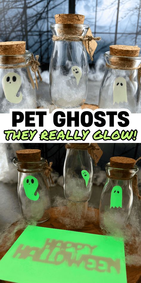 Halloween For Classroom Party, Halloween Decorations For Breakroom, Holiday Bottle Crafts, Halloween Candy Activities, Handing Out Candy Ideas, Halloween Party Craft 5th Grade, Halloween Craft School Party, Hot Glue Ghost, Fall Party Crafts For Kids School