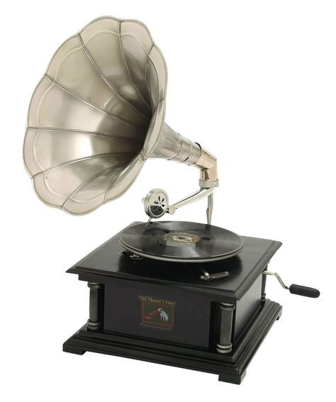 High quality Deco 79 gramophone replica  4th order bandpass design http://audiojudgement.com/4th-order-bandpass-design/ #bandpass Old Fashioned Record Player, Record Players, Antique Inspiration, Record Player, Home Decor Tips, Joss And Main, Black Wood, Mango Wood, Radios