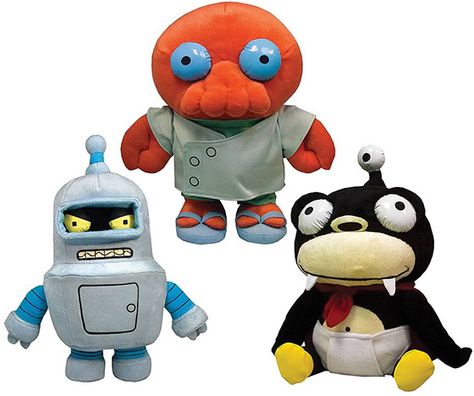 Futurama Series 1 Plush Bender, Zoidberg and Nibbler Chibi Plushies, Bender Futurama Fanart, Dr Zoidberg Futurama, Futurama Decor, Bender Art Futurama, Dr Zoidberg, Brain Slug Futurama, Meme Pics, Ron Swanson