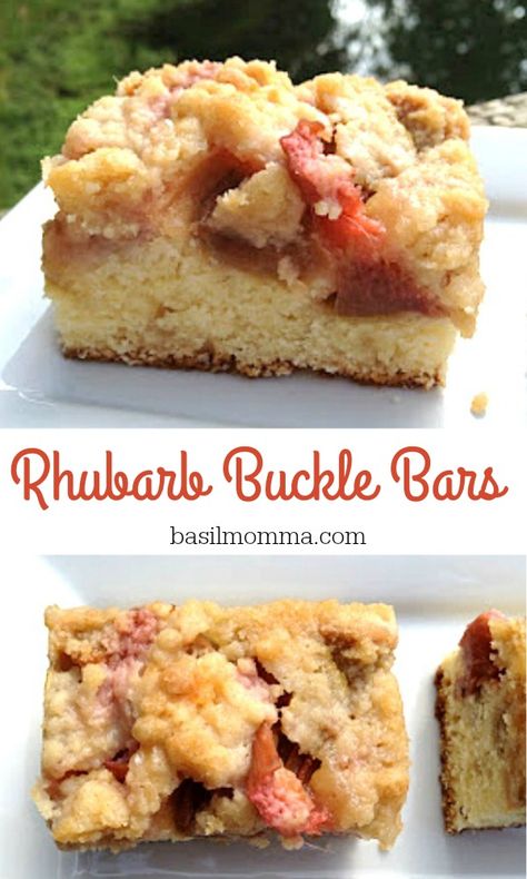 Rhubarb Buckle Recipe, Rhubarb Recipes With Buttermilk, Quick And Easy Rhubarb Recipes, Rhubarb Buckle, Rhubarb Custard Bars, Rhubarb Oatmeal, Rhubarb Dessert, Rhubarb Scones, Butterscotch Recipes