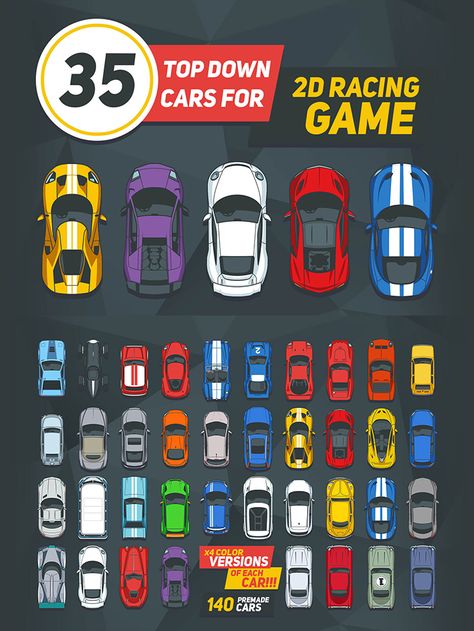 Racing Game Concept Art, Game Tilesets, Game Maker Studio, Top Down Game, Pixel Car, Game 2d, Car Game, 2d Game Art, Video Game Development