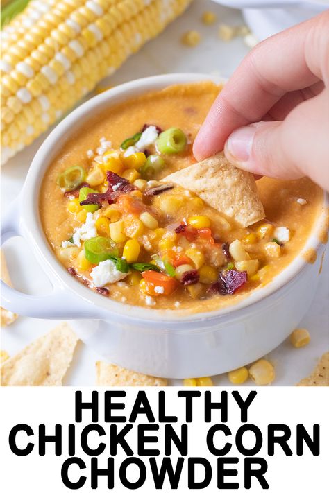 Corn Chowder Healthy, Healthy Tailgate, Chicken Corn Chowder Recipe, Healthy Board, Tailgate Recipes, Instant Pot Slow Cooker, Chicken Corn Chowder, Corn Chicken, Chicken Corn