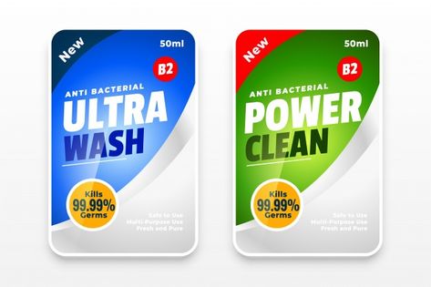 Cleaning Products Design, Soap Label Design, Clean Washer, Clean Label, Packaging Template, Soap Labels, Power Clean, Label Templates, Design Set