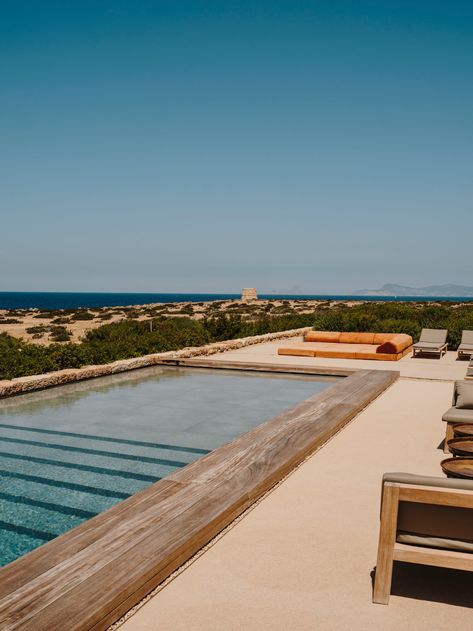 Pools & Pool Pavilions | Three Idyllic Residences in Spain by GCA Architects - Est Living | Interiors, Architecture, Designers & Products Formentera Spain, Timber Pergola, Pool Pavilion, Spanish Islands, Spain Design, Mediterranean Architecture, Natural Interior, Traditional Building, Mediterranean Home