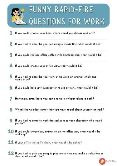 Fun Work Questions, Staff Check In Questions, All Staff Meeting Ideas, Check In Questions For Meetings, Fun Questions To Ask Coworkers, Questions To Get To Know Coworkers, Fun Polls For Work, Get To Know Your Coworkers Game, Questions To Ask Your New Team