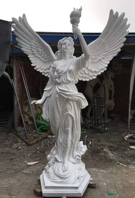 Angel Sculpture Statues, Large Outdoor Statues, Fire Sculpture, Angel Sculpture Art, 3d Wall Art Sculpture, Angel Statues Sculpture, Angel Garden Statues, Violin Art, Love Statue