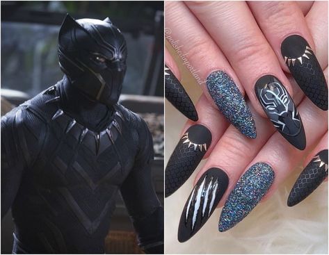 Black Panther Nails, Panther Nails, Panthers Nails, Prom Nails Red, Nail Design Video, Pretty Nail Colors, Pretty Nail Designs, Nails Red, Coffin Nails Long