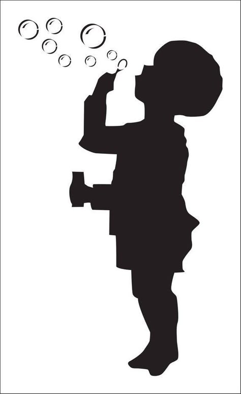 School Advertising, Kids Silhouette, Silhouette People, Silhouette Template, Silhouette Painting, Simple Canvas Paintings, Silhouette Stencil, Blowing Bubbles, Scroll Saw Patterns